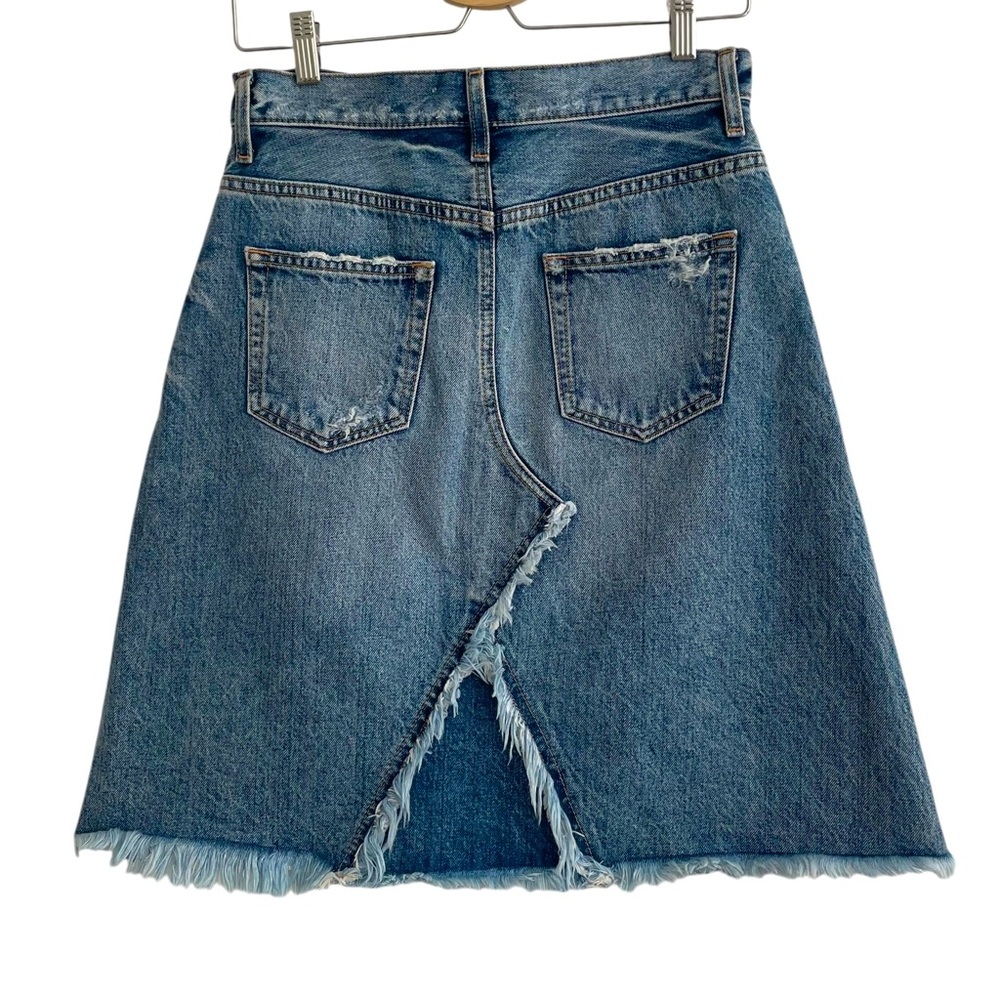 Moussy Denim Skirt Fringe Boho Retro Y2K Festival Cowgirl Sz S 2 Fall Patchwork - Picture 2 of 8